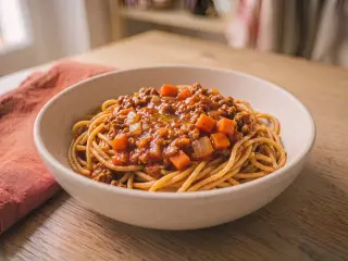 Pâtes complètes bolognaise maison