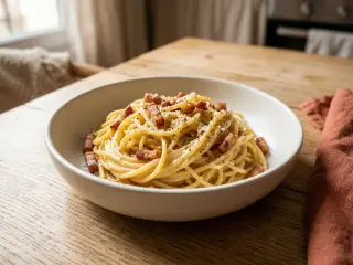 Pâtes spaghetti à la carbonara légère