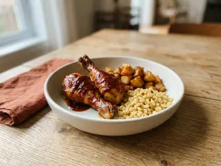 Pilons de poulet barbecue et maïs poêlé