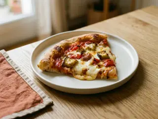 Pizza maison aux légumes du soleil et mozzarella