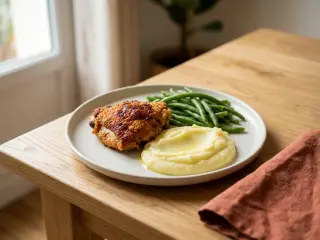 Crispy baked chicken with mashed potatoes