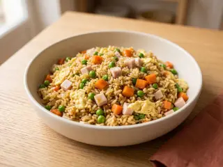 Riz cantonais aux légumes et jambon