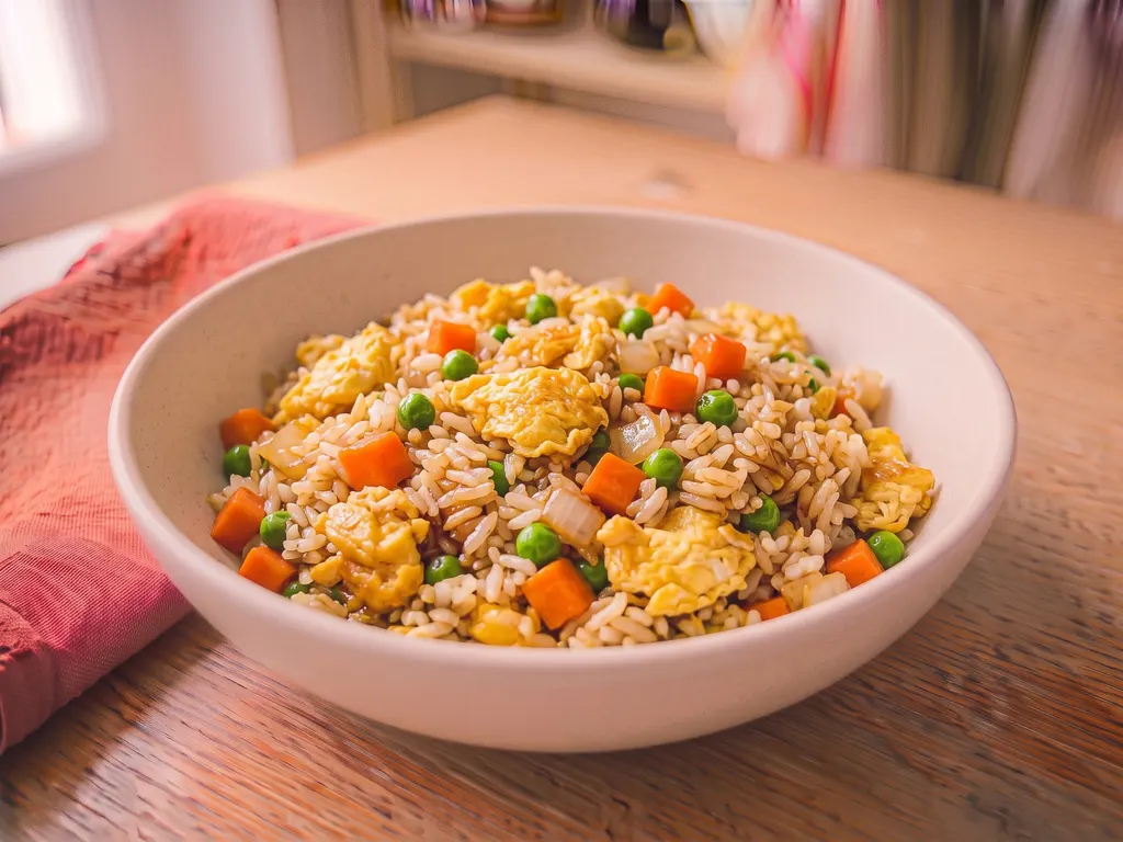 Cantonese fried rice with veggies and egg, a serving idea