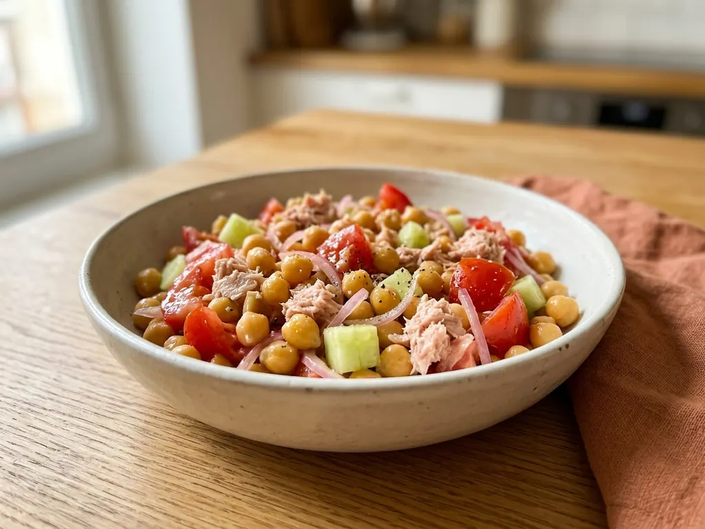 Salade de pois chiches, thon et tomates