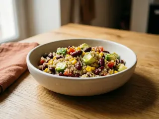 Salade de quinoa, haricots rouges et avocat