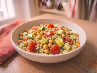 Salade de quinoa, pois chiches et avocat