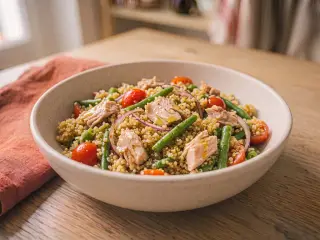 Salade de quinoa, thon et haricots verts