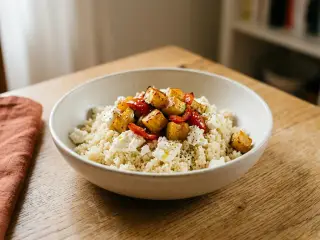 Semoule aux légumes rôtis et feta