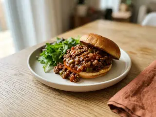 Sloppy joes au bœuf haché et salade verte