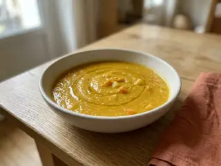 Soupe de lentilles corail, carottes et pommes de terre