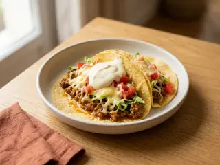 Spicy beef tacos with cheddar