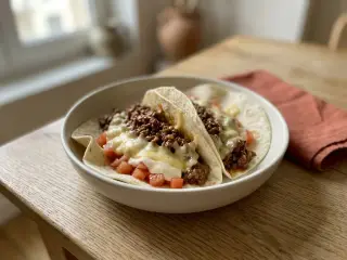 Tacos maison à la viande hachée et fromage fondu