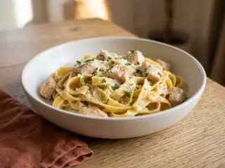 Chicken Alfredo tagliatelle