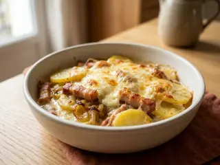 Tartiflette revisitée aux lardons de dinde et pommes de terre