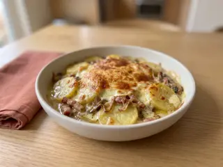 Tartiflette revisitée aux lardons et champignons