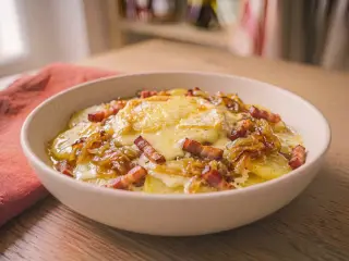 Tartiflette revisitée aux lardons et oignons caramélisés