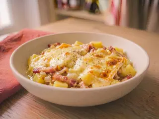 Tartiflette revisitée aux lardons et pommes de terre