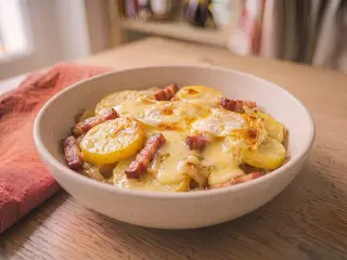 Tartiflette twist with potatoes and bacon