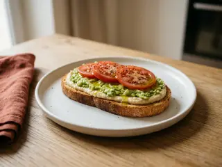 Tartine de houmous et avocat