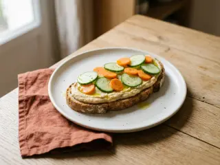 Tartine de houmous et crudités
