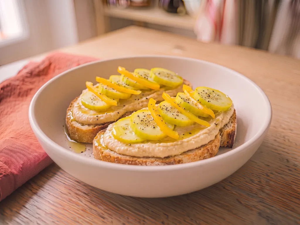 Tartines de houmous et crudités