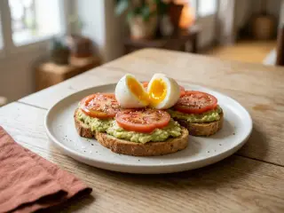 Tartines de pain complet aux œufs mollets et avocat