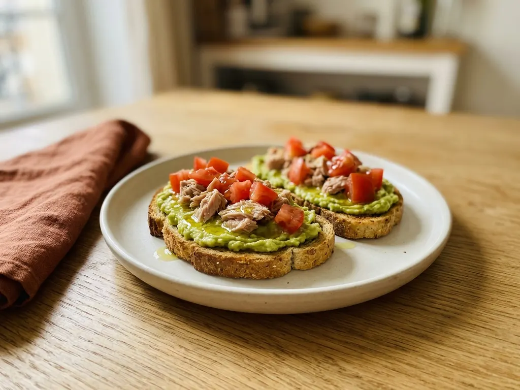 Tartines de thon, avocat et tomates