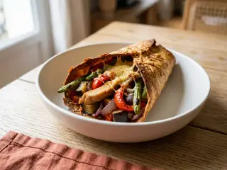 Wrap croustillant à la dinde et légumes rôtis