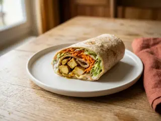 Wrap léger poulet-curry et carottes râpées