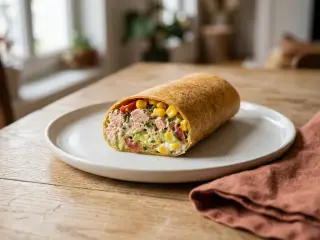 Wrap protéiné au thon, maïs et avocat