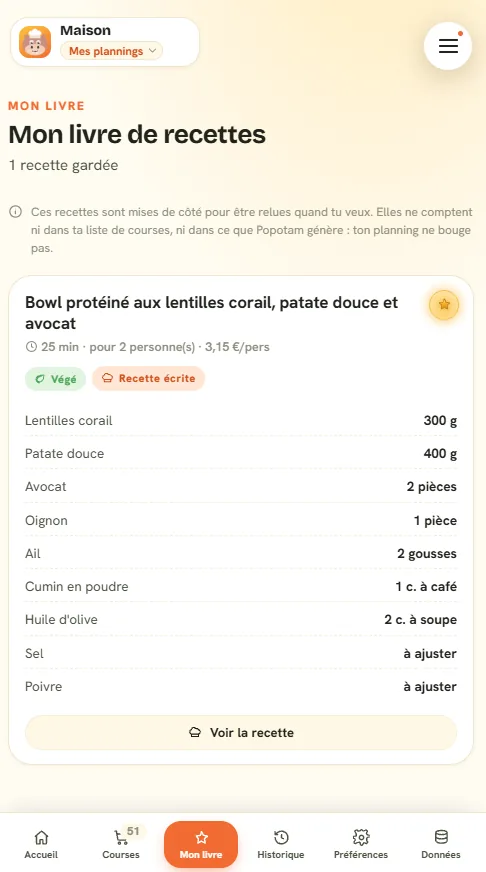 Le livre de recettes