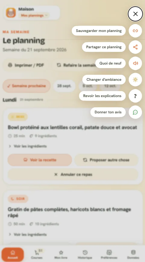 Le planning sur téléphone