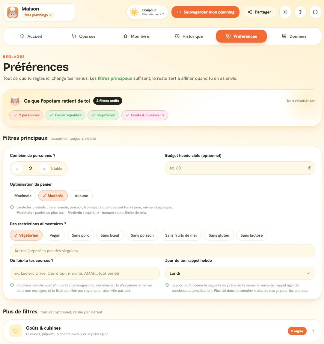 Les préférences