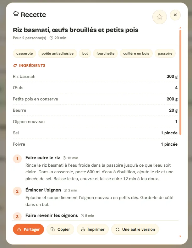 One recipe